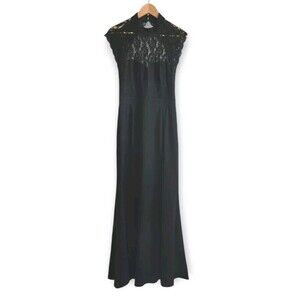 Lulus Nordstrom Maxi Dress Women's M Black Lace Bodice Mermaid Gown Open Back